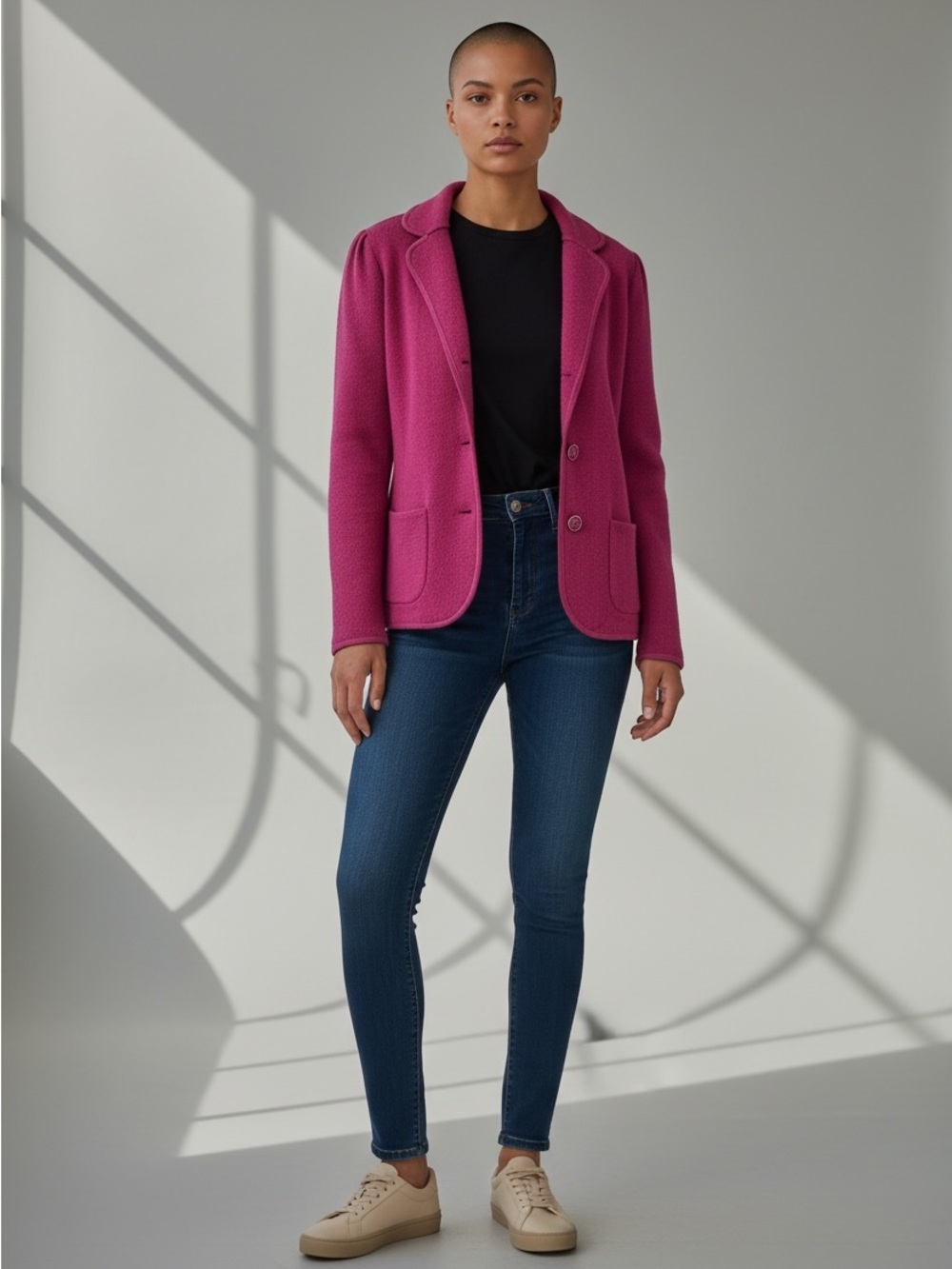 Talbots 100% pure merino wool magenta sweater wool collar jacket good cond M
